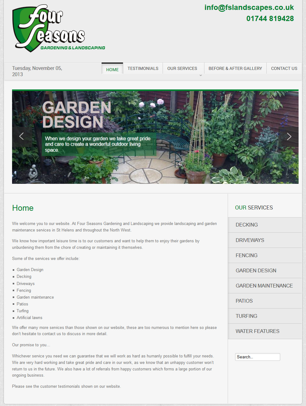 Four Seasons Landscaping And Gardening Web Design St Helens